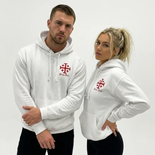 Hoodie, T-Shirt, Shirt, Deus Vult, Glaube, Gott, Jesus Christus, Kirche, dezent - weiß