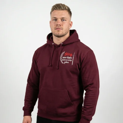 Sieg ohne Opfer kann es nicht geben, Hoodie, Pullover, Kleidung, Merchandise, Deutschland, Identität, Kultur, Heimat, Herkunft, Christ, Glaube, Kirche, Gott, Deutscher Patriot, German Patriots